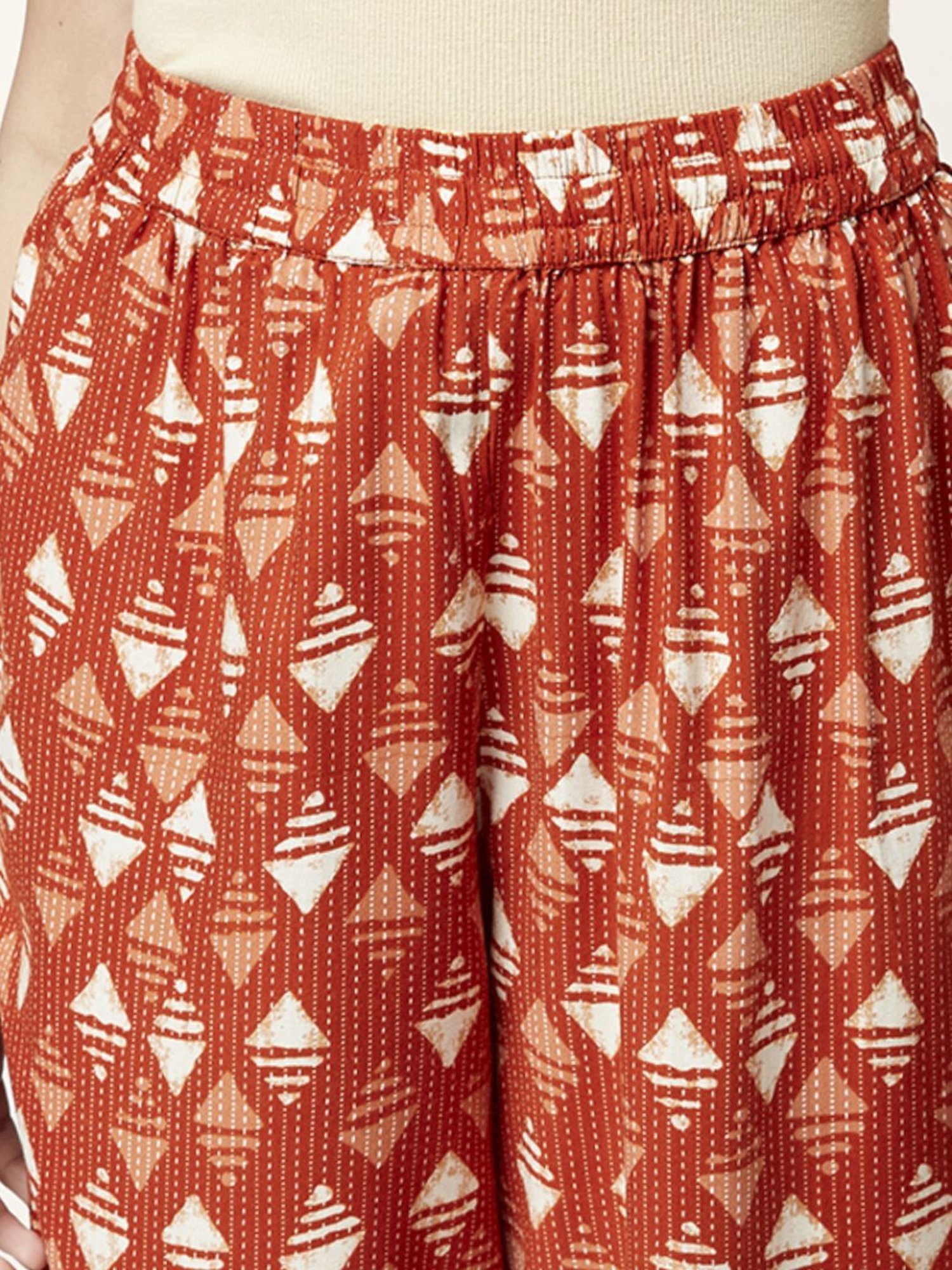 Rangmanch by Pantaloons Rust Printed Kurta Palazzo Set