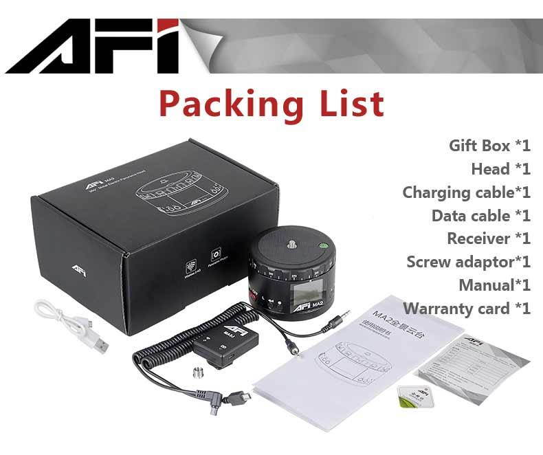 AFI MA2 Metal Electric Head Panoramic Gimbal Camera Stablizer 360 Degree Time Lapse Shooting Lasting Life HD Display For Canon Nikon Sony DSLR