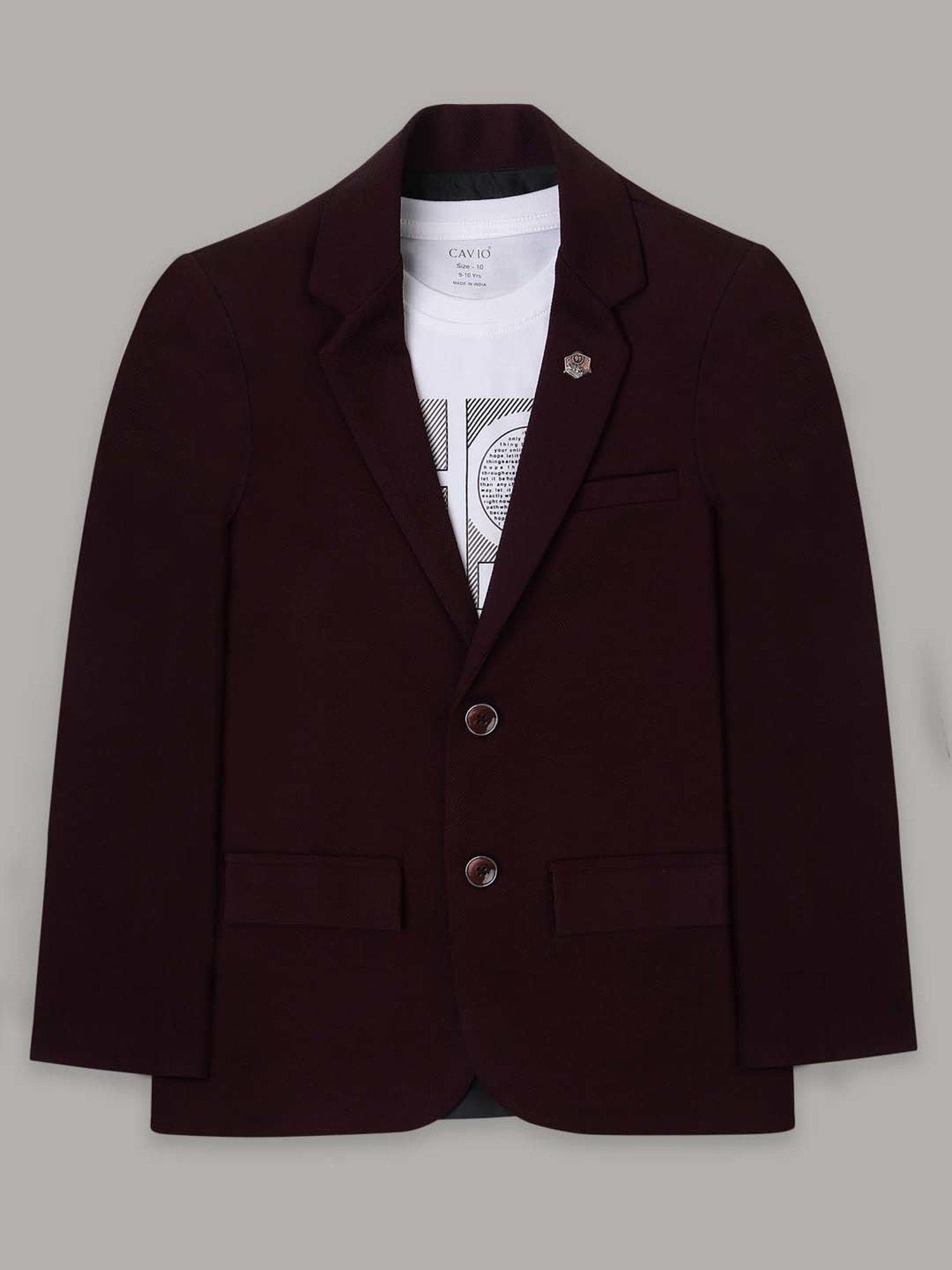 Cavio Kids Violet & White Regular Fit Full Sleeves Blazer Set