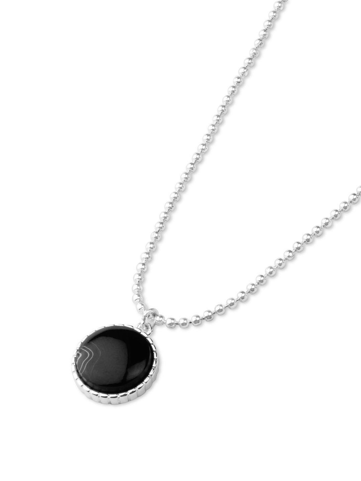 The Bro Code Silver-Plated Circular Black Pendant Necklace for Men