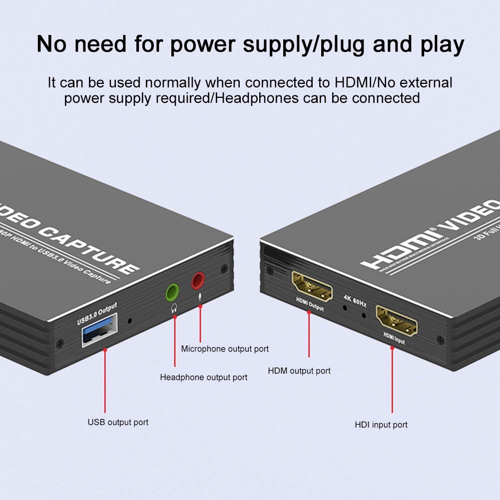 Game Streaming 4K 1080P 60fps Audio Converter Video Capture Card HDMI To USB 3.0