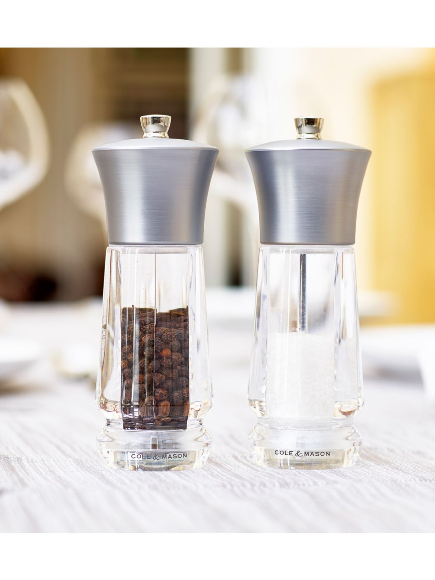 COLE & MASON Transparent Stainless Steel Salt & Pepper Mill