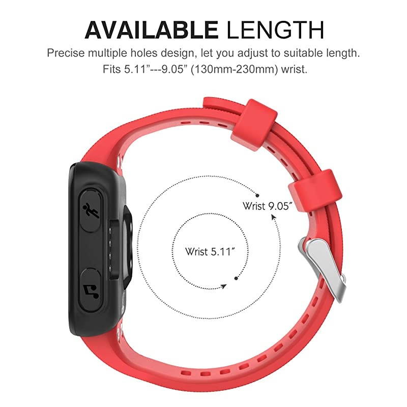 Compatible with Forerunner 35 Watch Band Soft Silicone Replacement Watch Band Sport Bracelet Strap with 6pcs Screws and 2pcs Screwdrivers for Forerunner 35 GPS Running Smart Watch Red