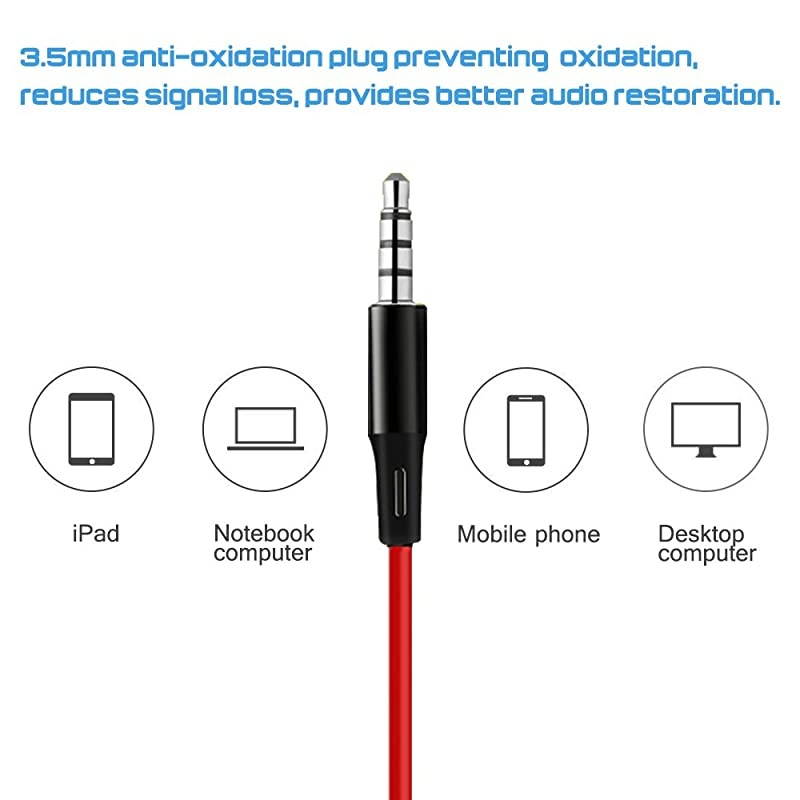 3 Packs Earphone with Remote & Microphone, in Ear Stereo Sound Noise Isolating Tangle Free for Smartphones, Laptops, Gaming, Fits 3.5mm Interface Device