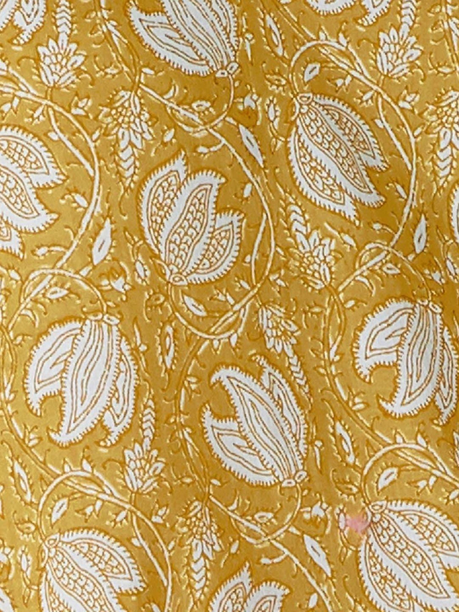 Melange by Lifestyle Mustard & White Cotton Printed Kurta & Pant Set