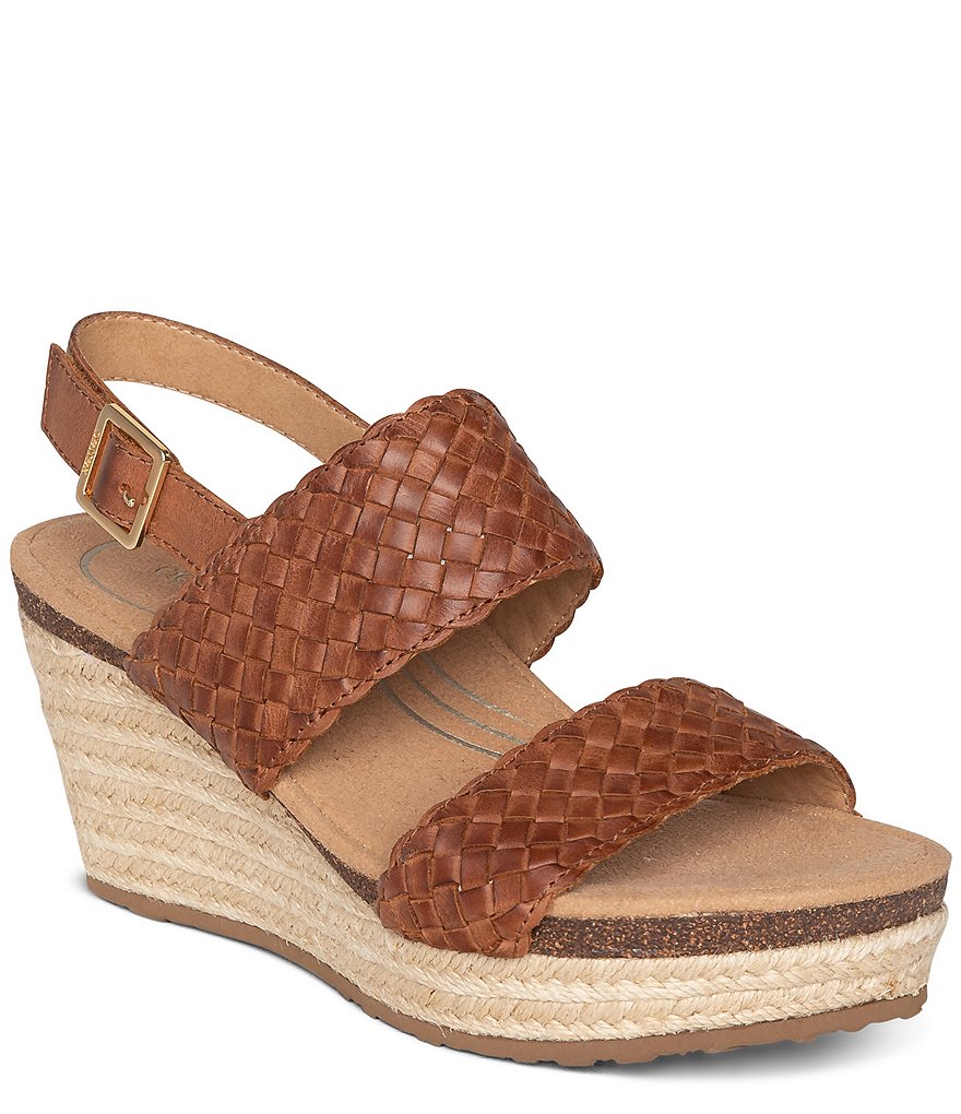 Aetrex Summer Woven Espadrille Wedge Sandals