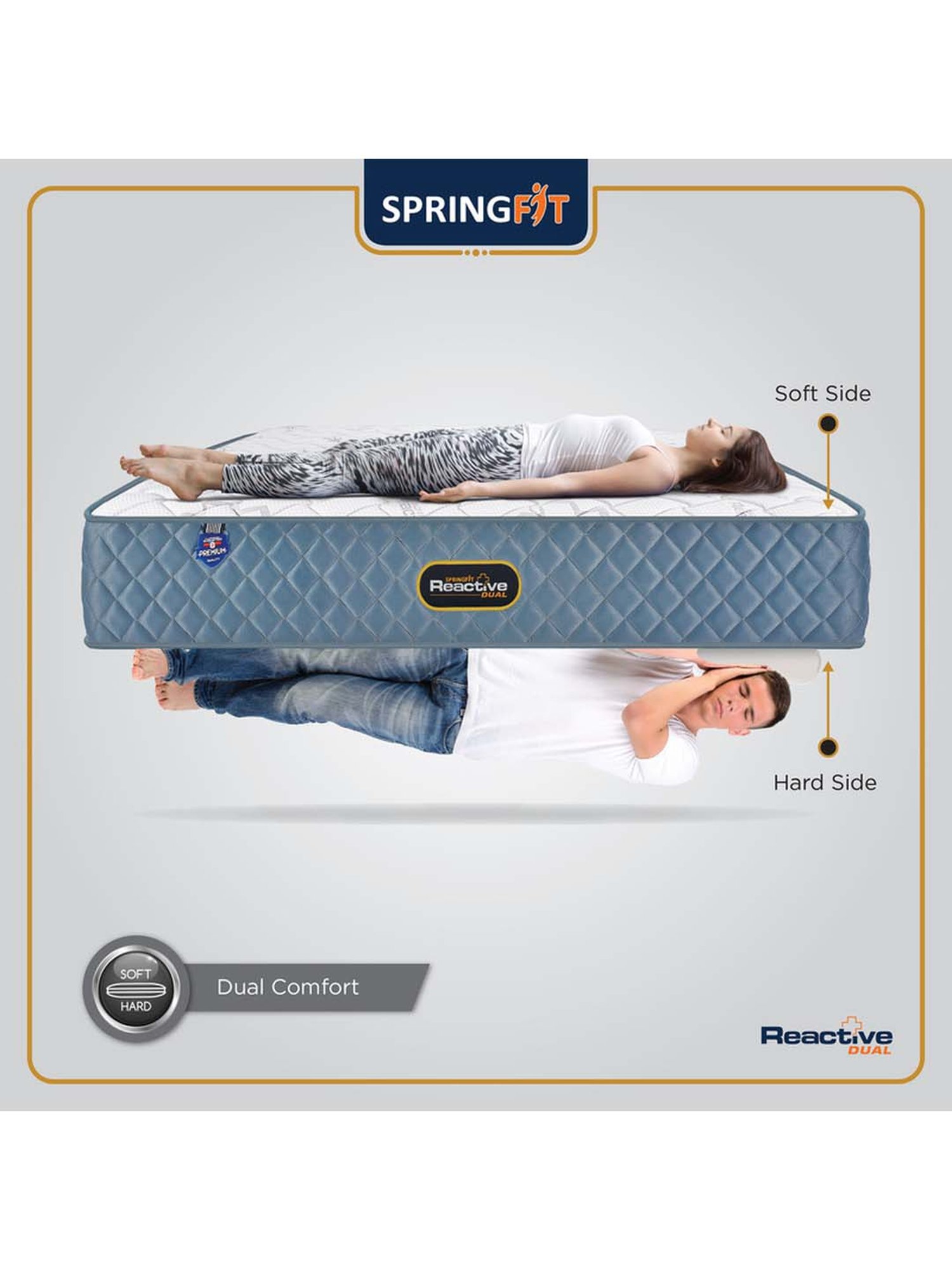 Duroflex Live-in Adapt Grey Foam New Gen Smart Design Flippable Adjustable Double Mattress