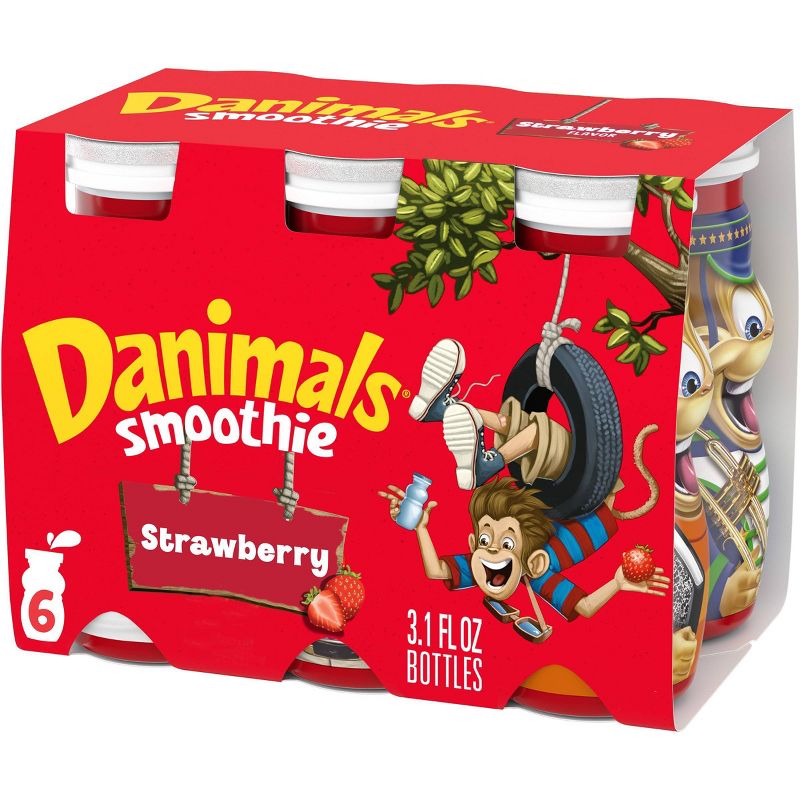 Dannon Danimals Strawberry Yogurt Kids' Smoothie Drinks - 6pk/3.1 fl oz bottles