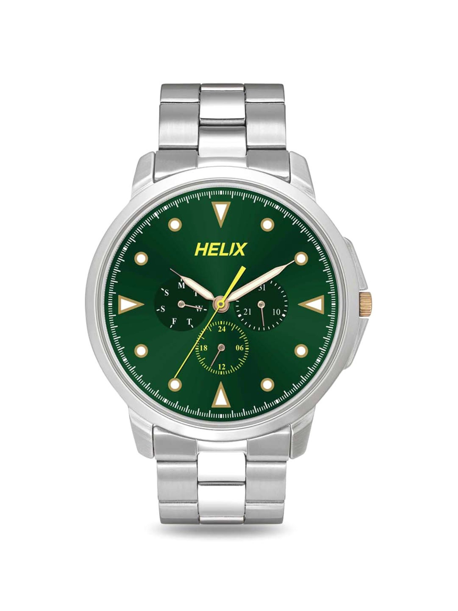 Helix By Timex Green Round Dial Analog Stainless Steel Men Watch - TW027HG34