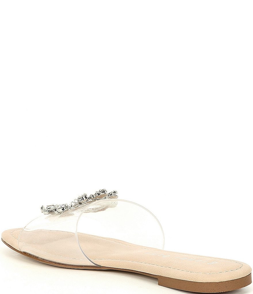 Gianni Bini LotteeThree Rhinestone Ornament Detail Clear Vinyl Slides