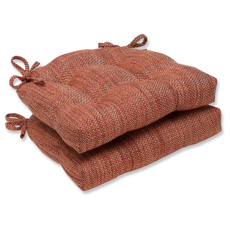 Red Tweak Sedona Reversible Chair Pad (Set Of 2) (16.5"X15.5") - Pillow Perfect