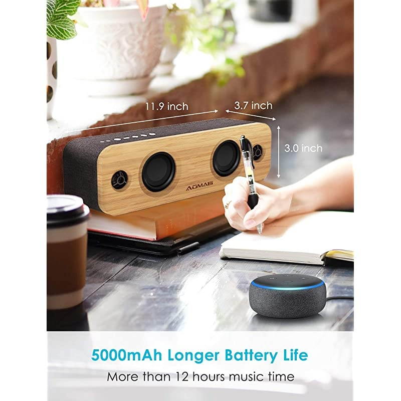Life Bluetooth Speaker, 30W Loud Home Party Wireless Bluetooth Speakers, 2 Woofers&2 Tweeters for Super Bass Stereo Sound,TWS and 100Ft Bluetooth V5.0,12-Hour Playtime Subwoofer, Imitation Wood