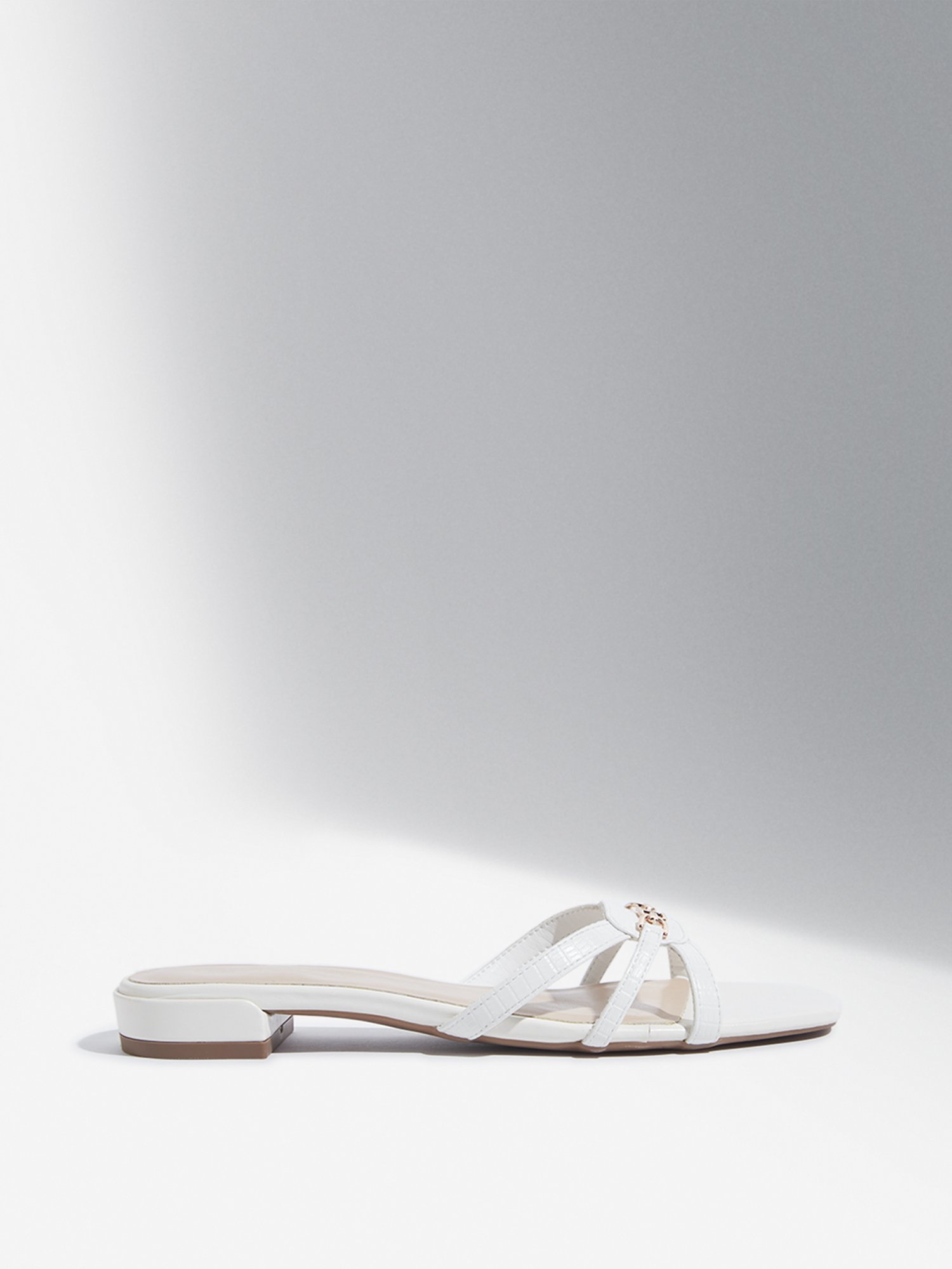 LUNA BLU by Westside White Chain Detail Multi-Strap Slides