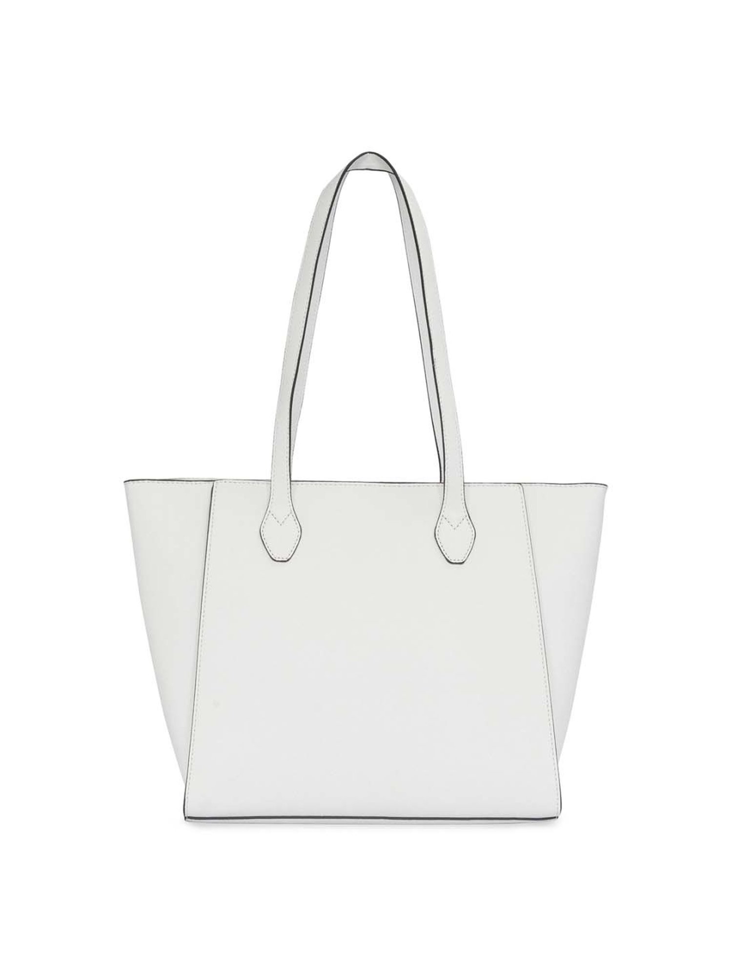 United Colors of Benetton Alize White Striped Tote Handbag