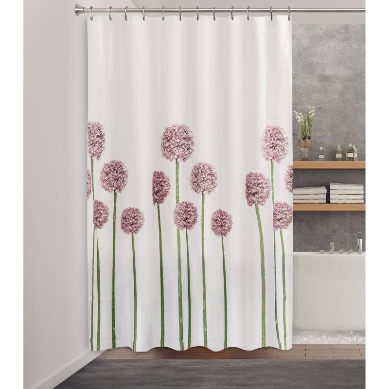 Fabric Floral Shower Curtain Purple/Green - Splash Home