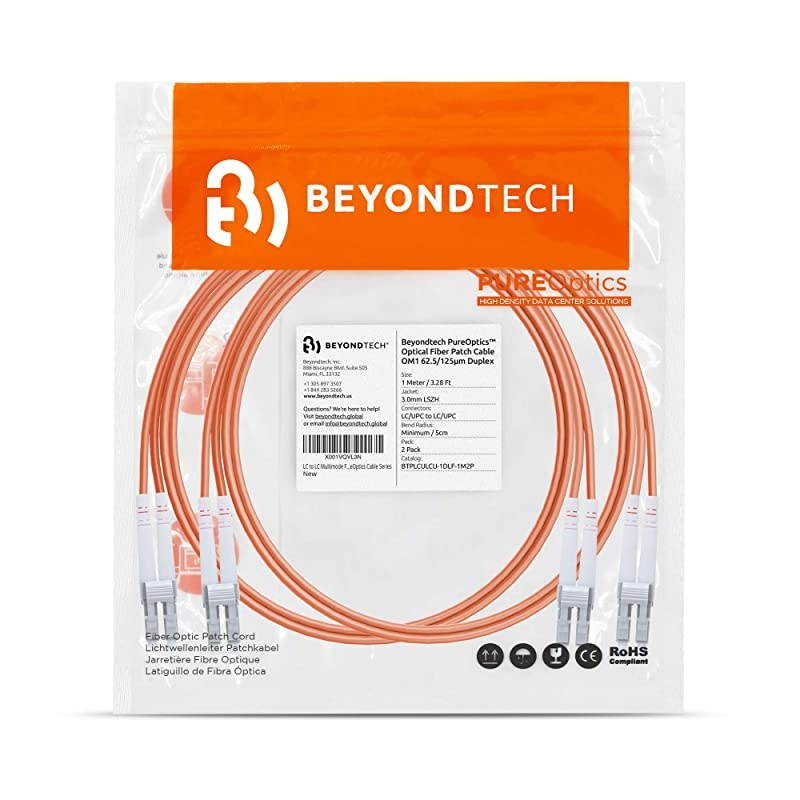 LC to LC Fiber Patch Cable Multimode Duplex 5m 164ft 625125um OM1 LSZH  PureOptics Cable Series