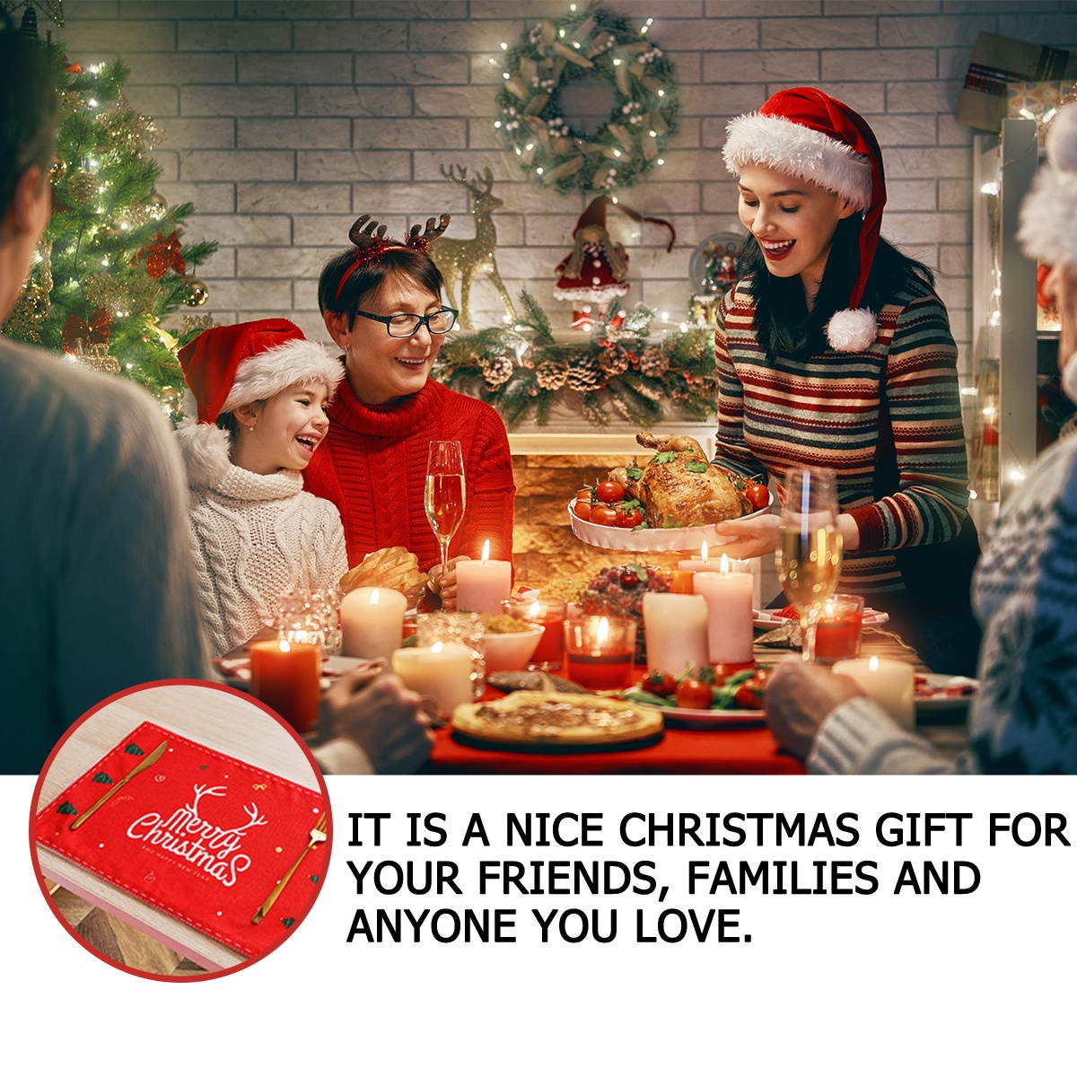 1pc Cotton And Linen Double Table Mat Christmas Wedding Decoration