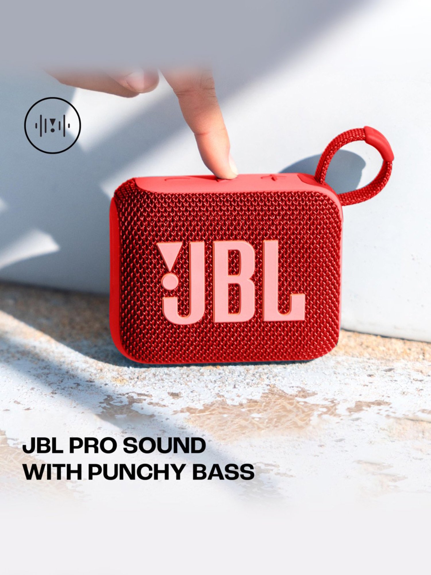 JBL Go 4, Wireless Ultra Portable Bluetooth Speaker with Pro Sound, Water & Dust Proof (Red)