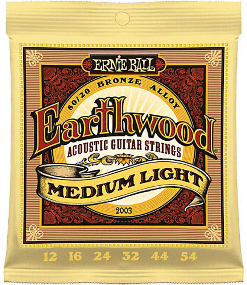 Ernie Ball 2003 Earthwood Medium Light 80/20 Bronze Acoustic Strings - 12 PACK