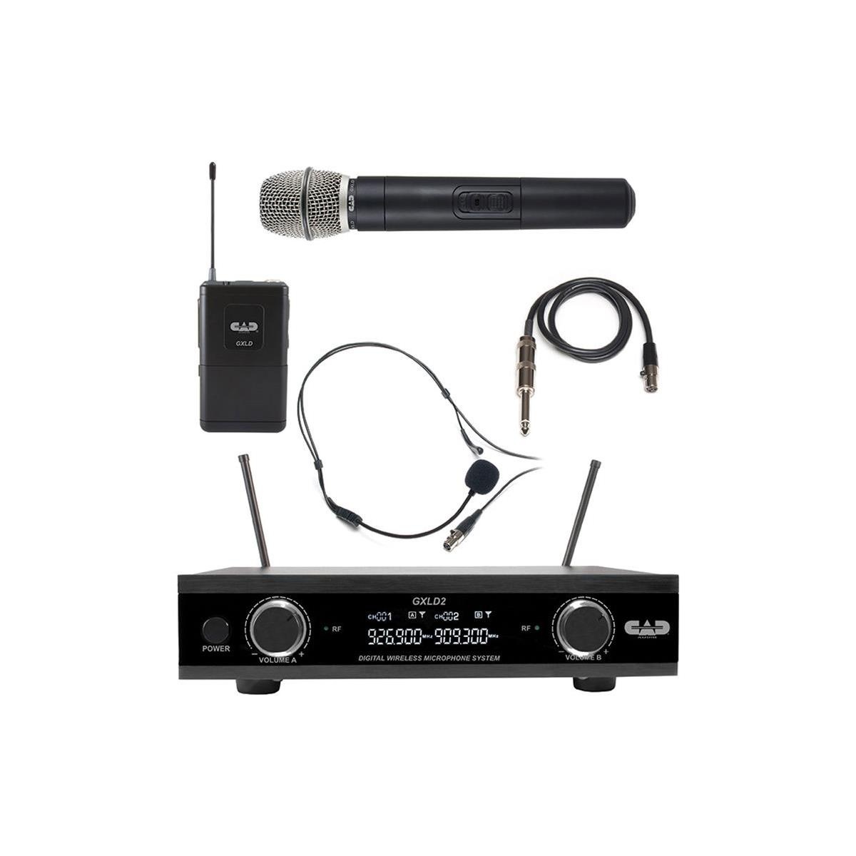 CAD Audio GXLD2HBAI Dual Channel Handset and Bodypack Wireless Microphone System. AI Frequency