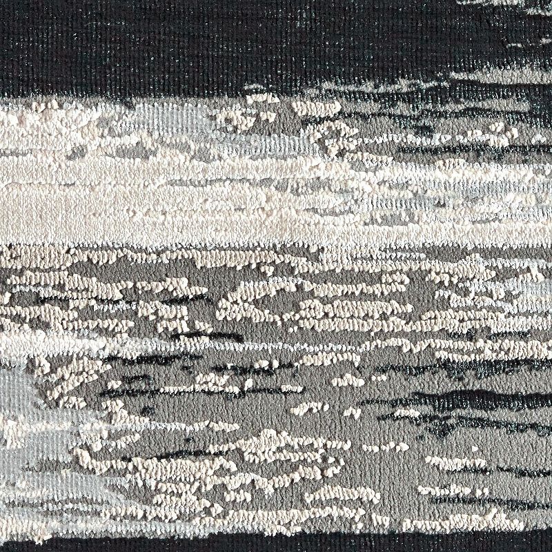 12'X15' Rectangle Loomed Stripe Area Rug Black - Feizy