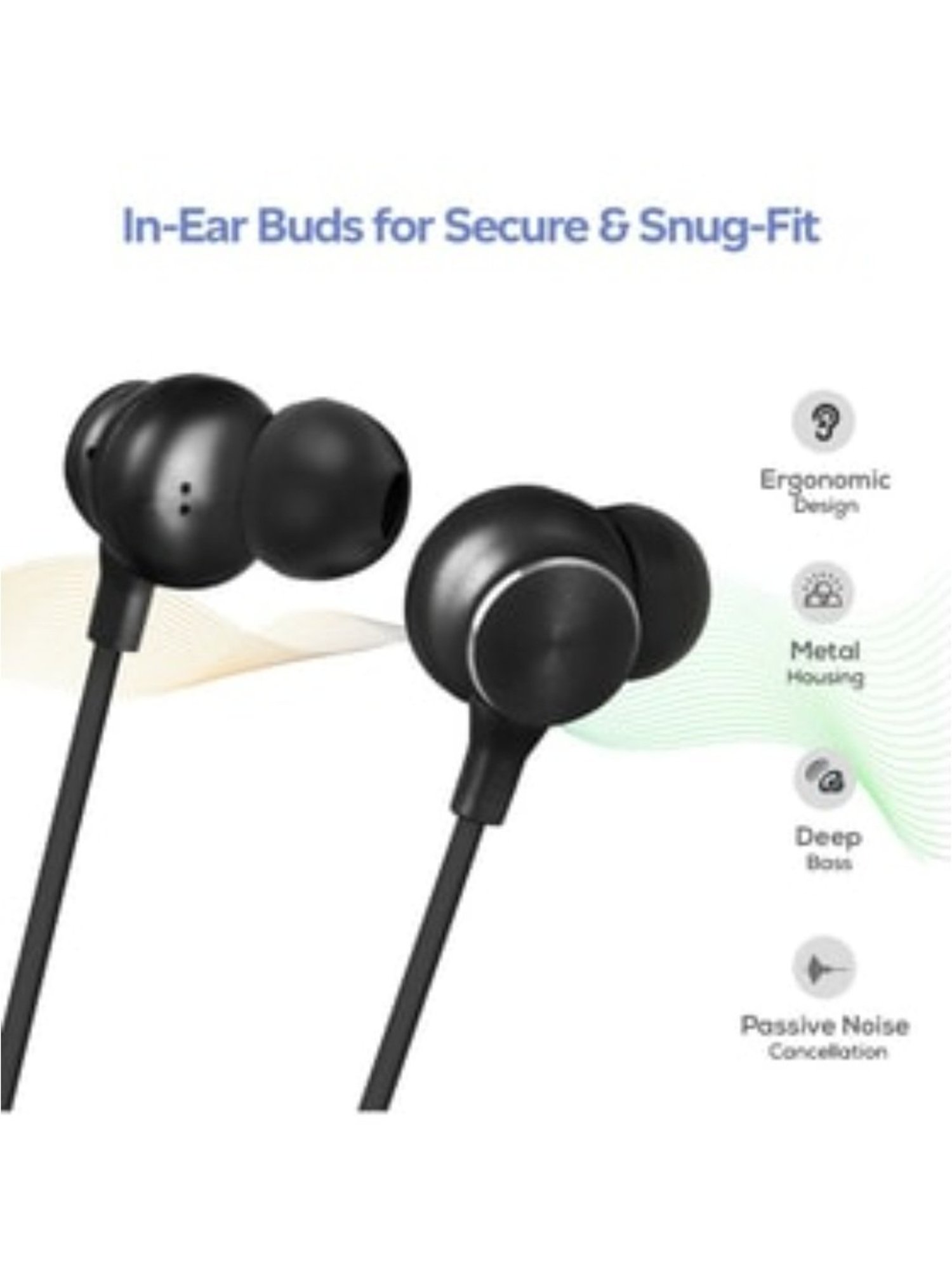 PTron Tangent Duo Bluetooth 5.2 Wireless in-Ear Earbuds with Mic, 24 Hours Playback (Black & Blue)