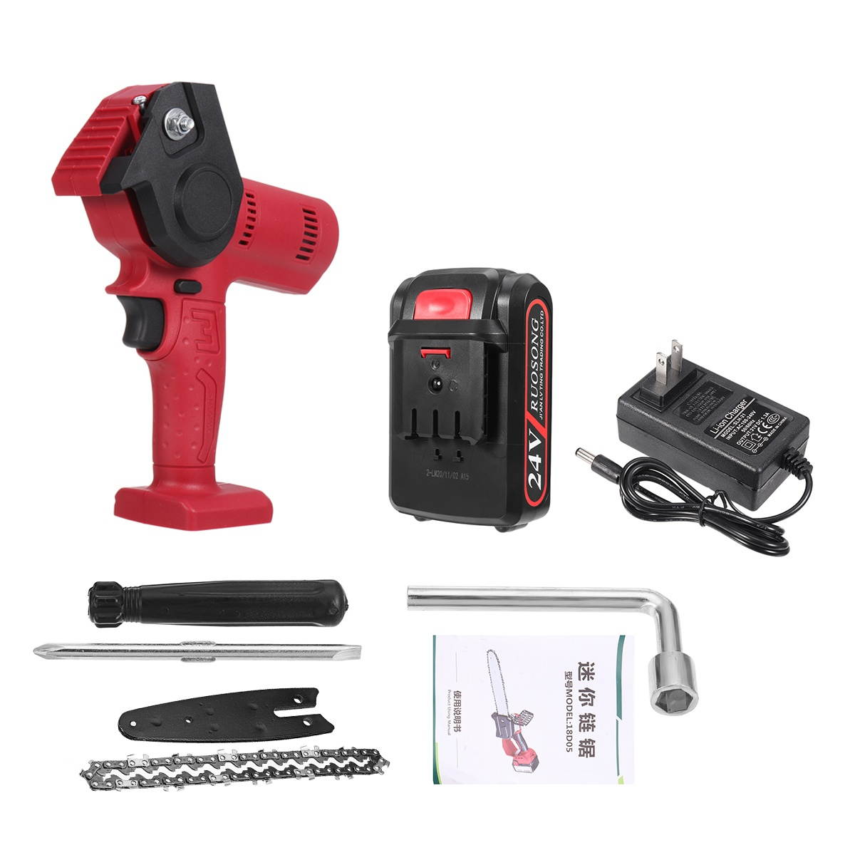 24V 4inch 550W Electric Chain Saw Portable Woodworking Cutting Tool W/ 1pc Battery-US Plug