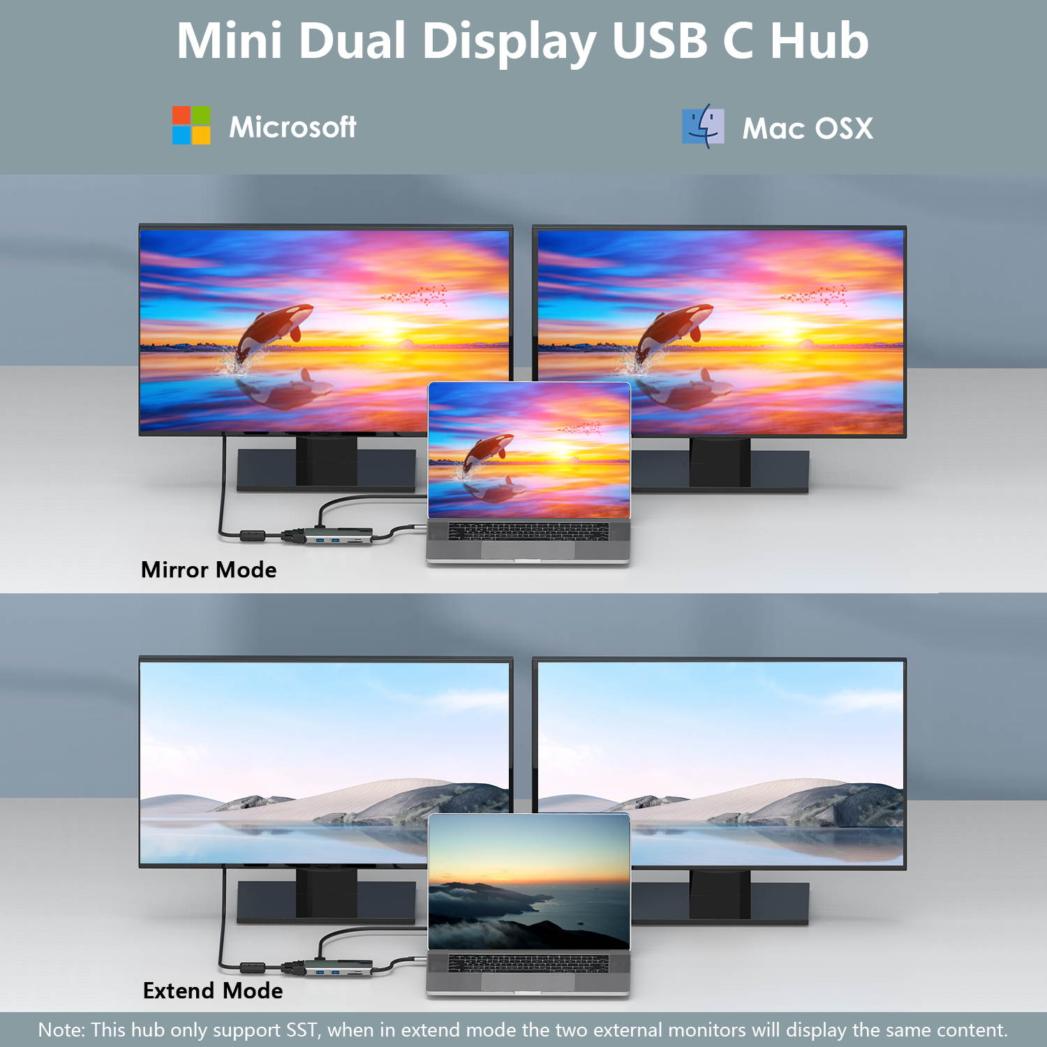 Wavlink USB C Hub, PD 7-in-1 Type C Adapter Mini Docking Station Aluminum with 4K 30Hz HDMI, 2K 60Hz VGA, 2 USB 3.0, SD/TF Card Reader, 87W Laptop Power Delivery for Windows Mac and More, Plug & Play