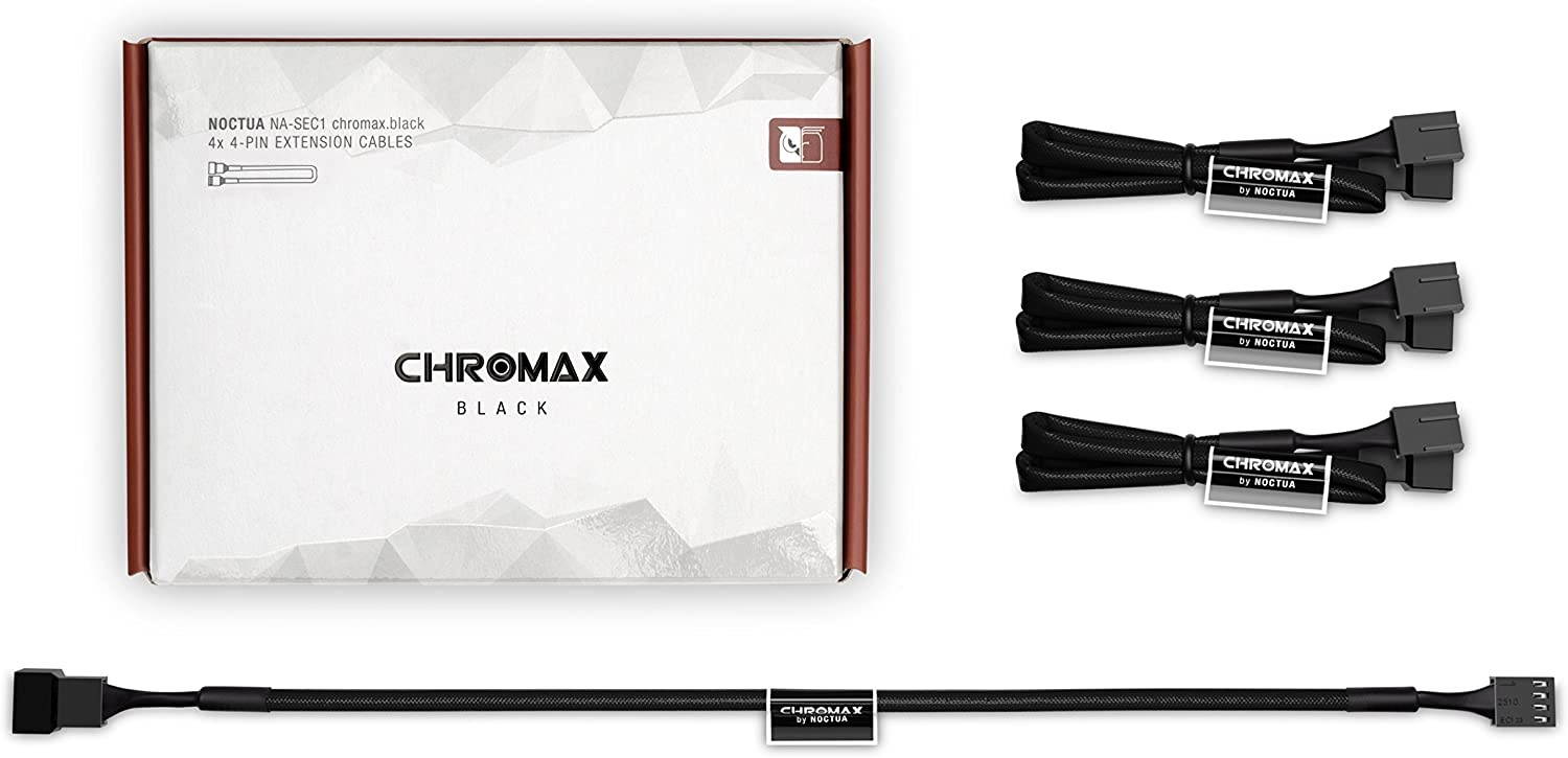 Noctua NA-SEC1 chromax.black, 3-Pin/4-Pin Extension Cables (30cm, Black)