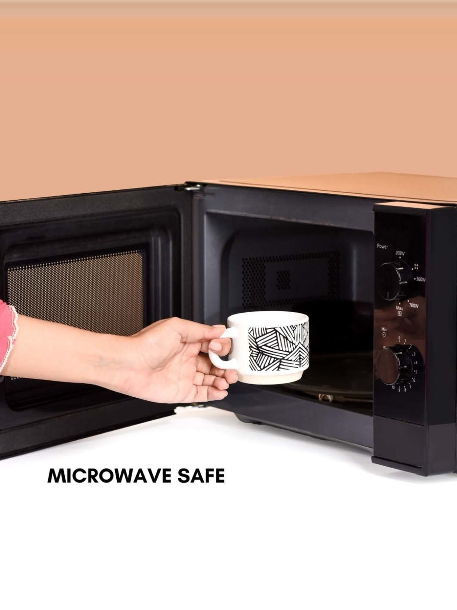 Nestasia Black-White Stackable Cups Set Of 4 With Stand 100ml