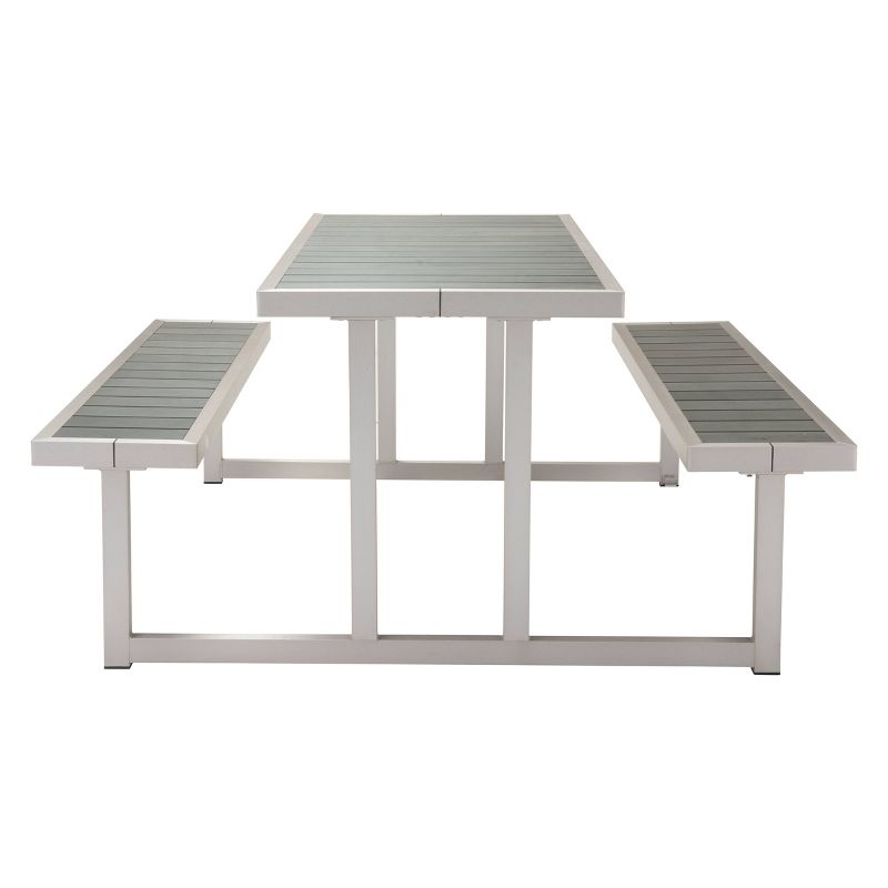 Modern Brushed Aluminum 59" Rectangle Picnic Table - ZM Home