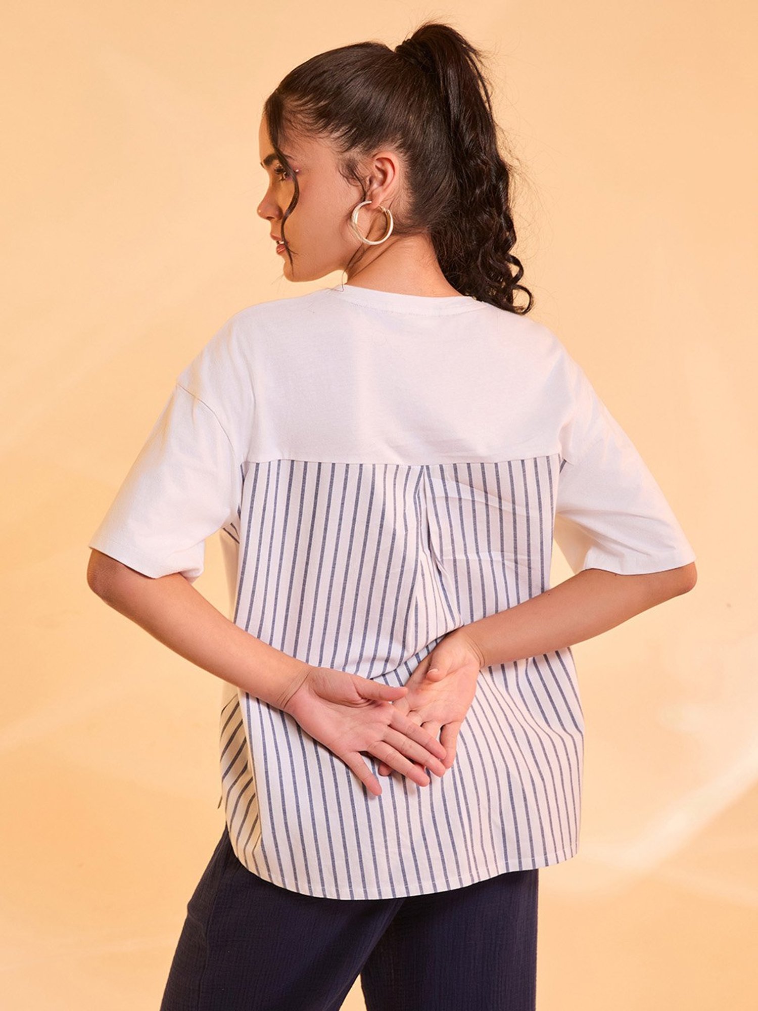 Kazo White Cotton Printed Top