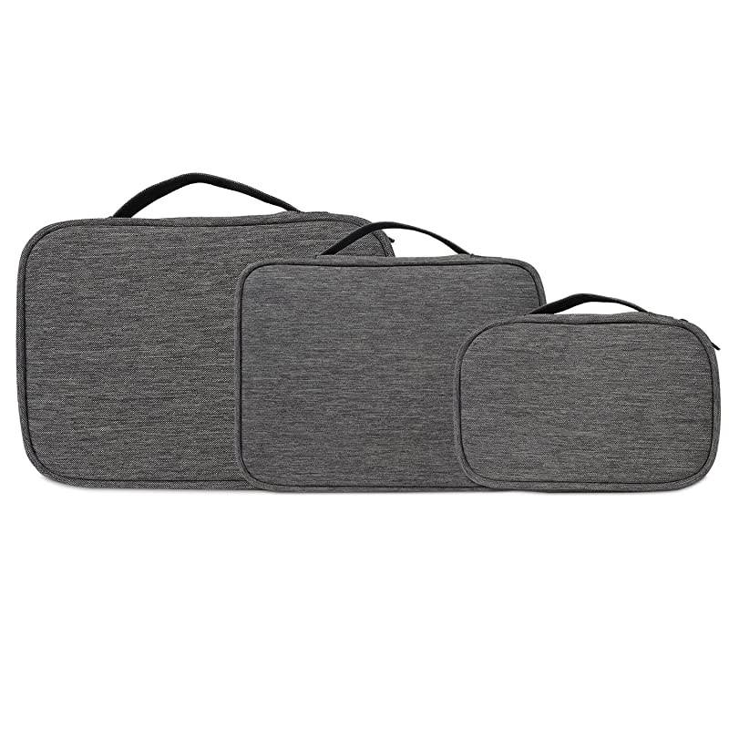 3Pcs Universal Travel Cable Organizer Electronics Accessories Carry Bag for Cables, Cord, USB Flash Drive, Battery and More, Denim Gray
