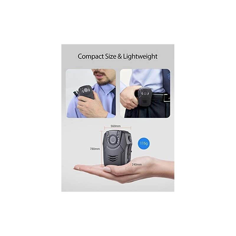 PD50 Body Camera 64GB 1296P Body Worn Mounted Camera Lightweight Smart Fast Charging Night Vision Cam 150 Degree Angle Playback 5-7Hours Recording (64G) (32GB)