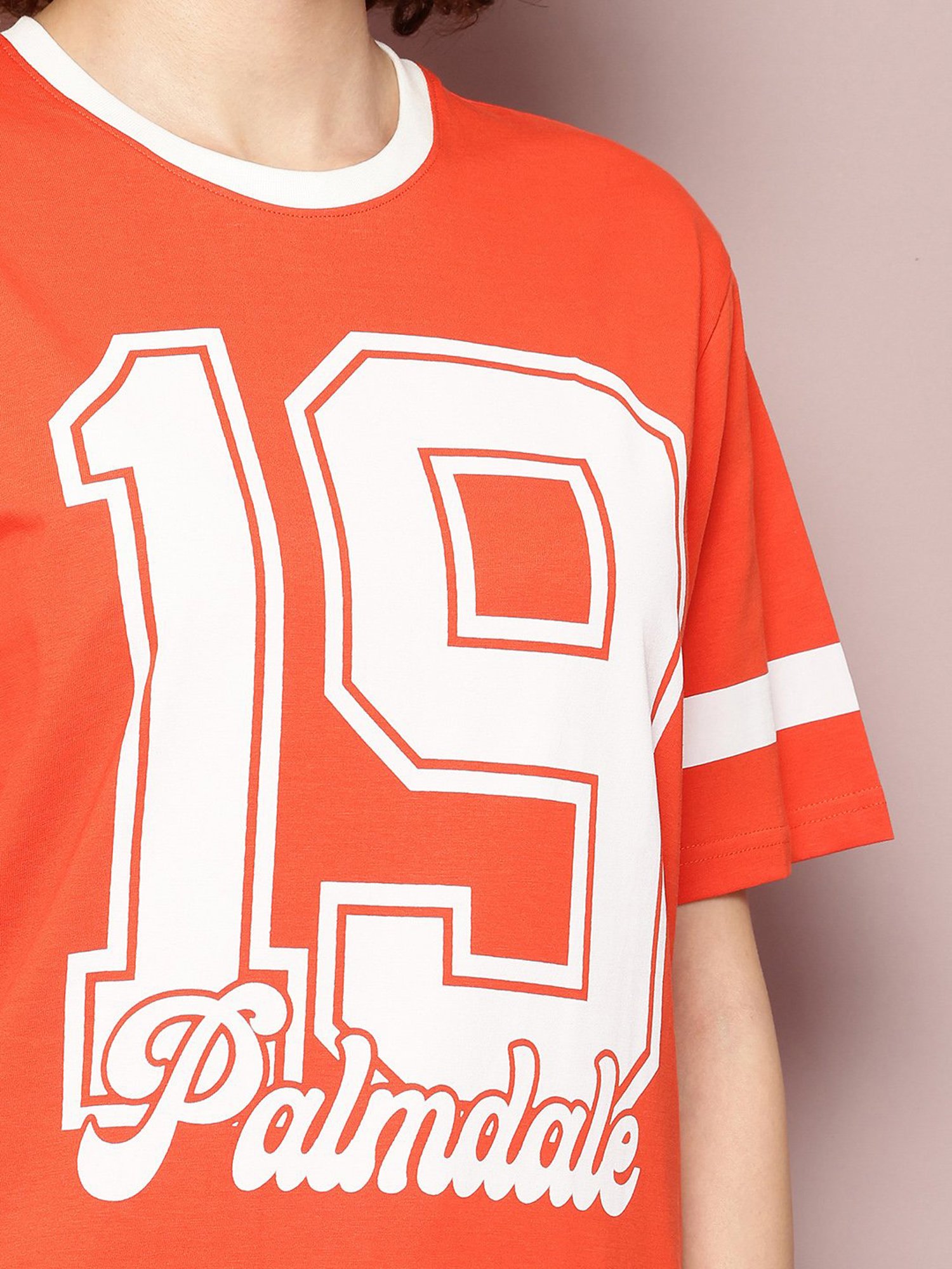 Dillinger Orange Cotton Graphic Print Oversized T-Shirt