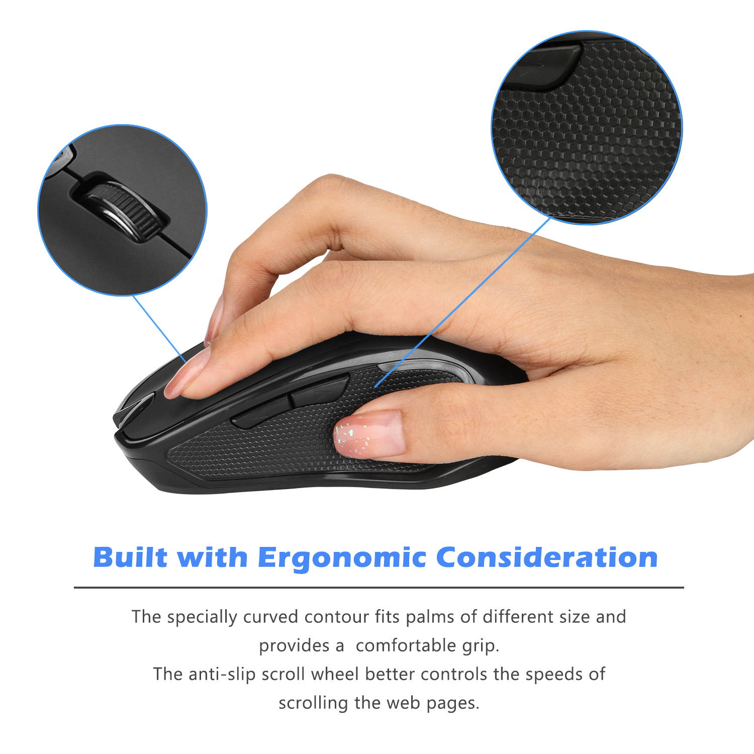 Wireless Bluetooth Optical Mice Mouse 2400 DPI w/5 Adjustable Level for PC Laptop Android
