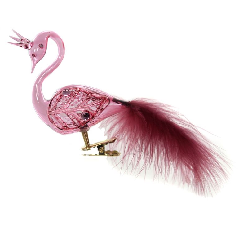 Golden Bell Collection 4.25" Iridescent Mauve Peacock Ornament Clip On See Thru Bird  -  Tree Ornaments