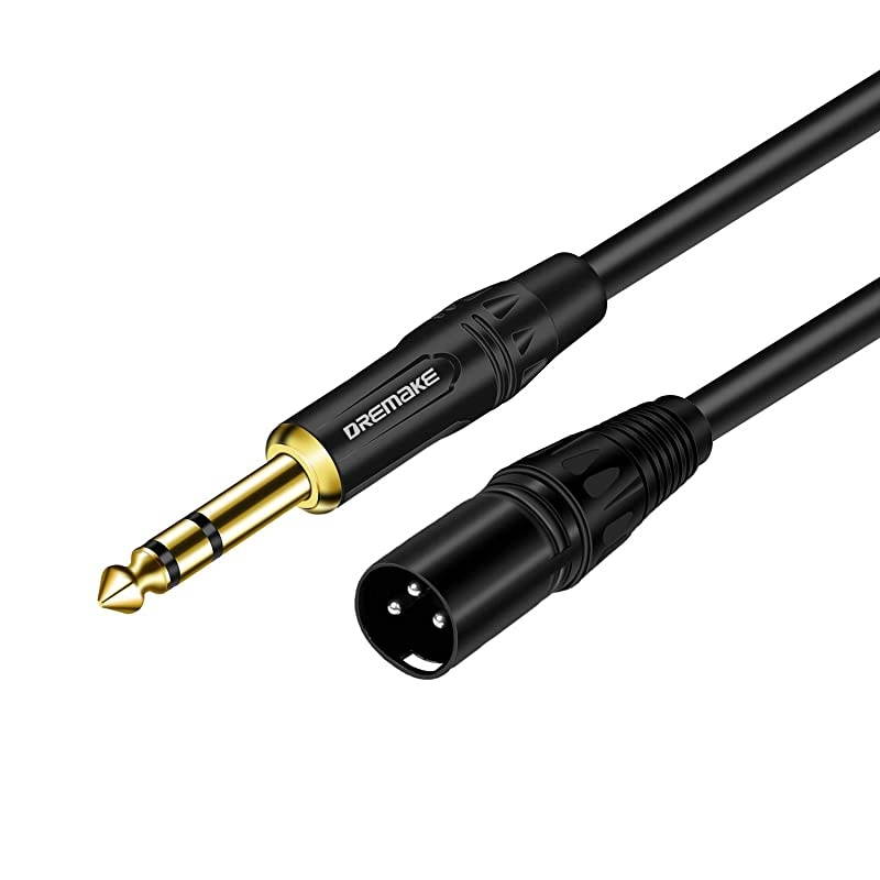 20 FT 6.35 mm 1/4 Inch TRS Male to XLR Male Audio Stereo Mic Cable - Gold Plated 1/4 Inch Male to XLR Male Balanced Cable for Microphones, Speakers, Stage, DJ and More - Black