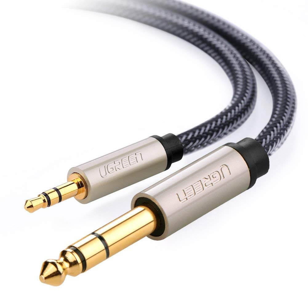 Wanmingtek 3.5mm 1/8" Male TRS to 6.35mm 1/4" Male TRS Stereo Audio Cable with Zinc Alloy Housing and Nylon Braid for iPhone, iPod, Laptop,Power Amplifier,Microphone and Guitar -(3.3ft, 1meter)