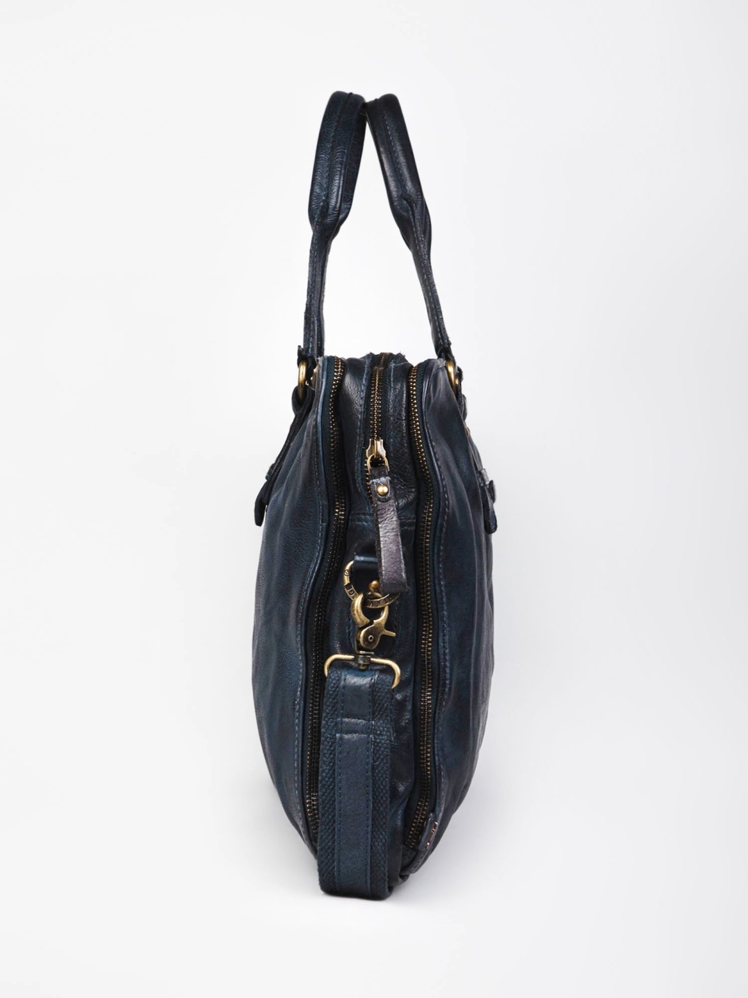 Art N Vintage Andrew Navy Leather Solid Large Laptop Messenger Bag