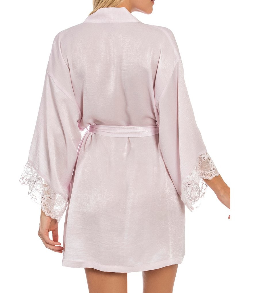 In Bloom by Jonquil Cross Dye Lace & Shimmer Satin Short Wrap Robe