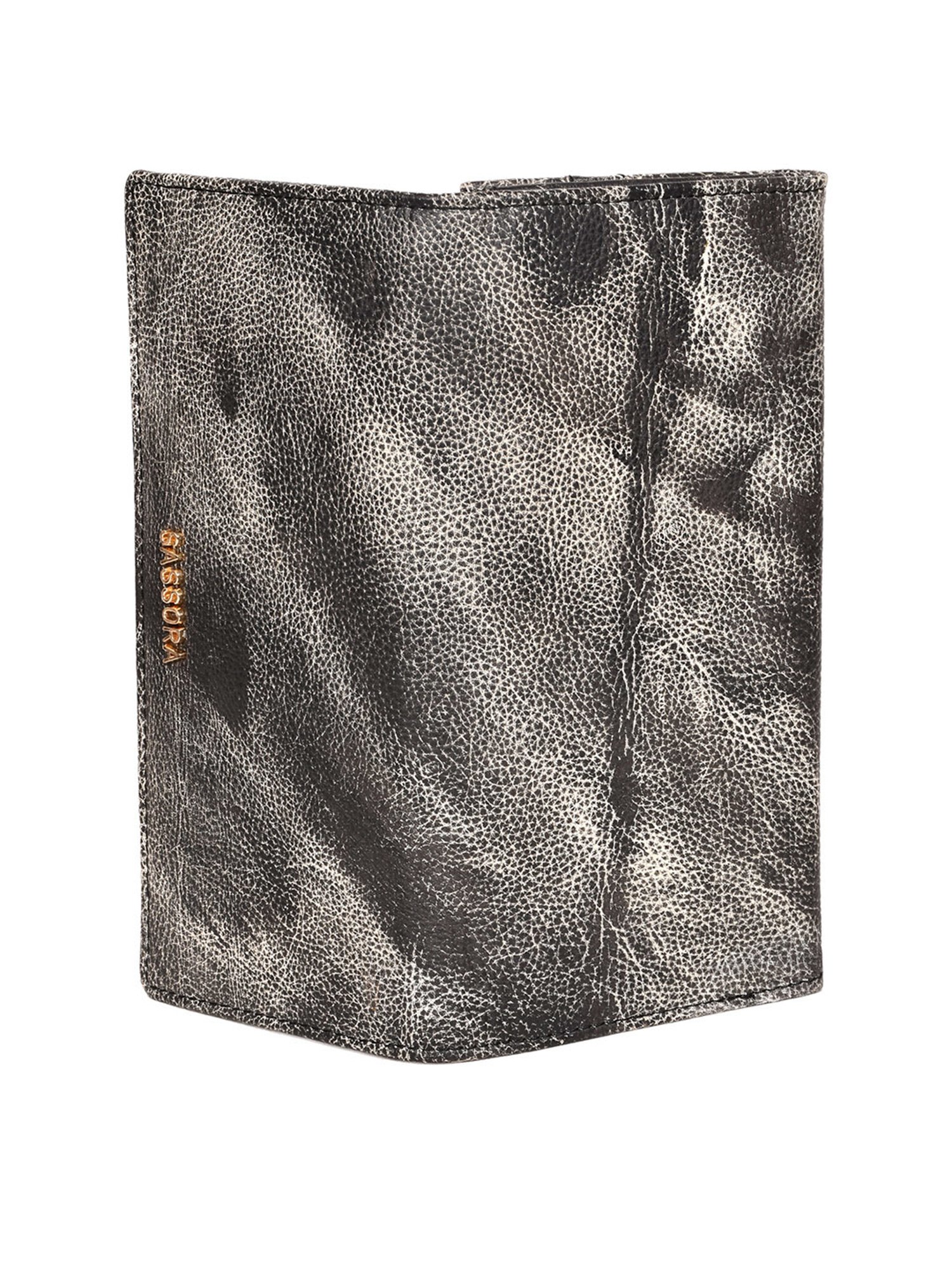 SASSORA Black Textured Rfid Wallet for Women