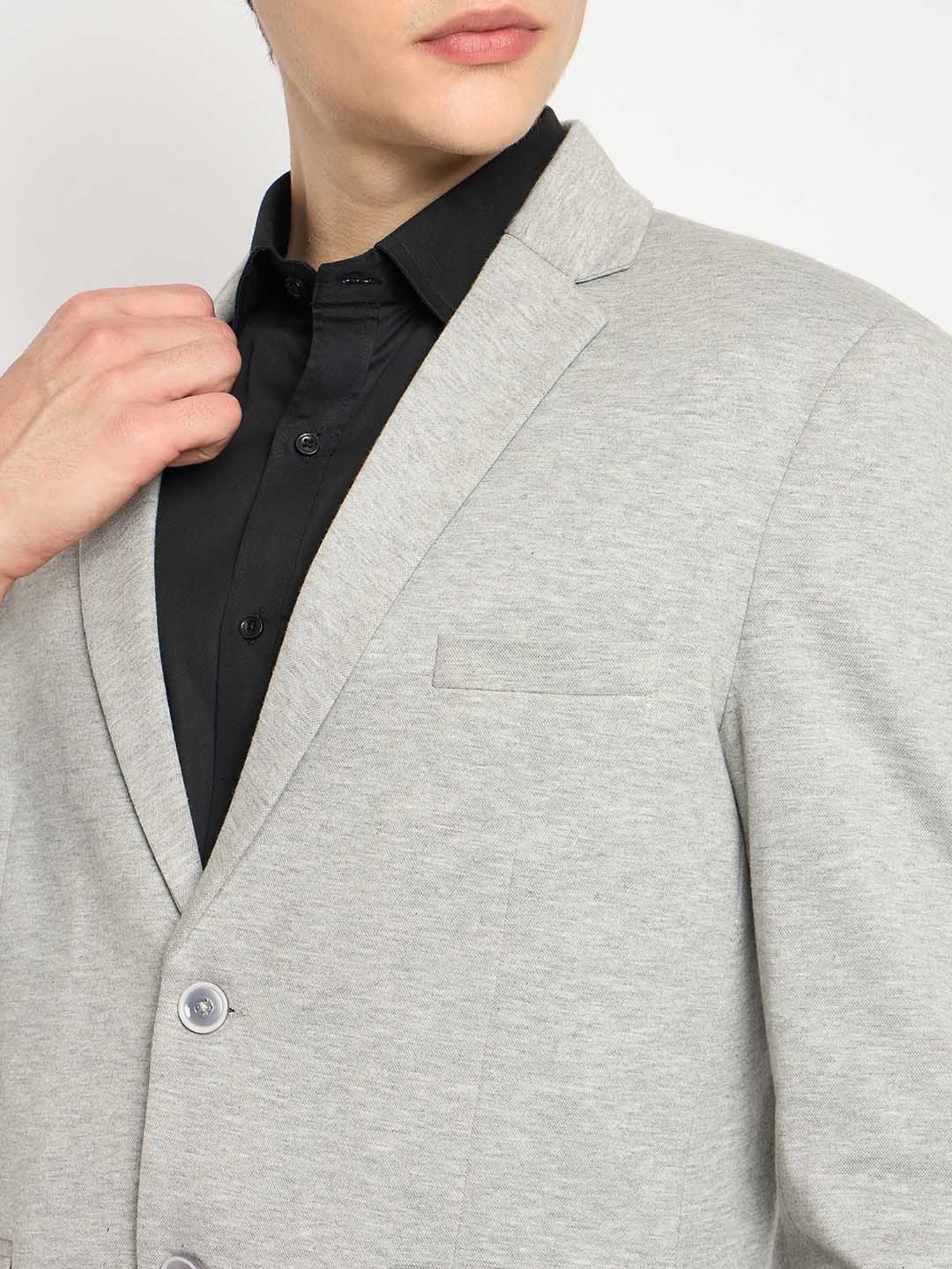 Club York Grey Melange Regular Fit Two Piece Suit