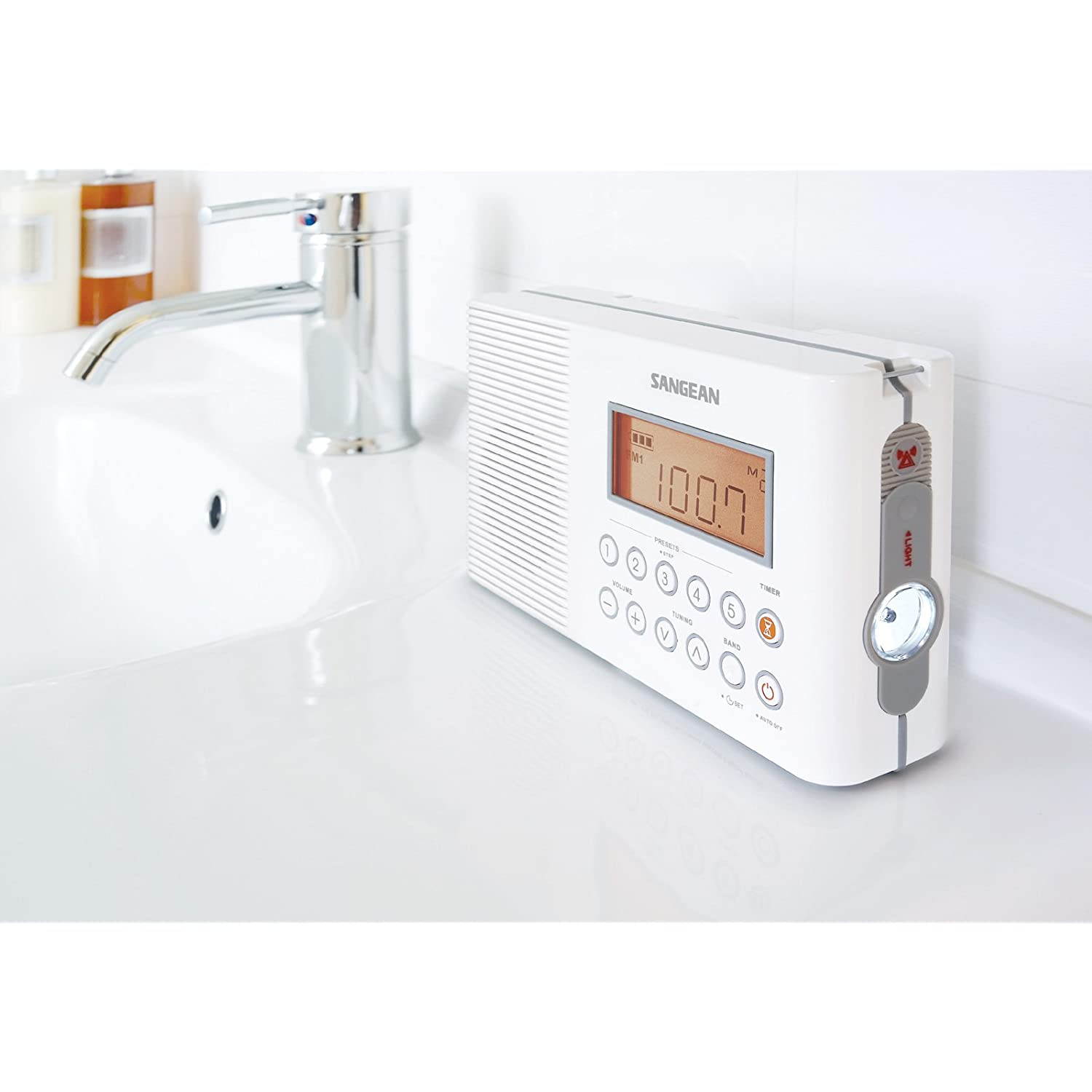 Sangean H201 Portable AM/FM/Weather Alert Digital Tuning Waterproof Shower Radio