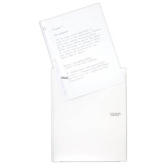 Five Star Customizable Pocket and Prong Plastic Folder White - Pocket And Prong