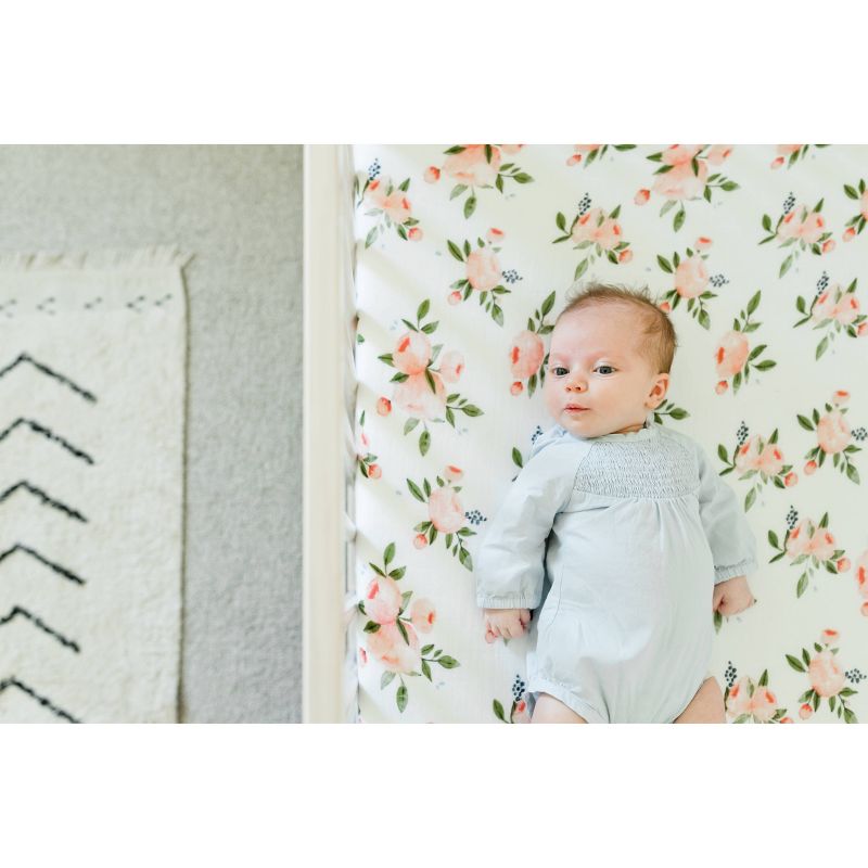 Little Unicorn Cotton Muslin Crib Sheet - Watercolor Roses