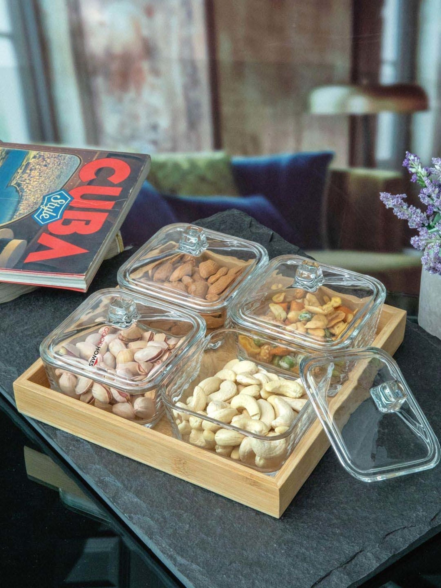 Goodhomes Transparent Glass Butter Dishes With Lid