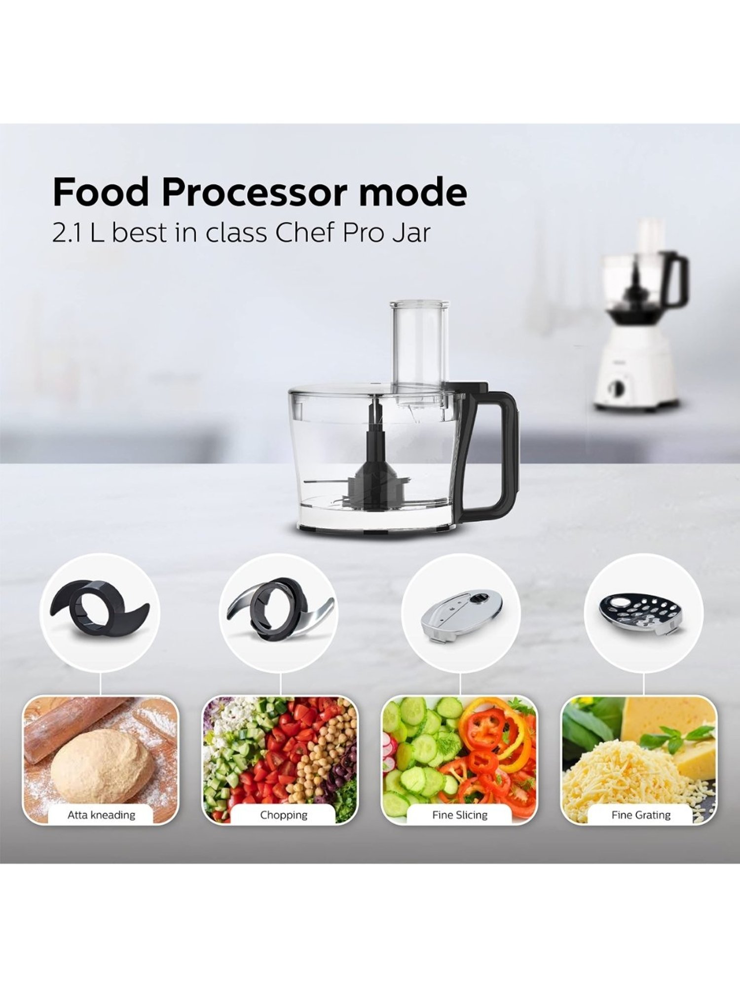 Philips HL776300, 750 3 in 1 Watt Mixer Grinder, Juicer, Food Processor (White, 4 Jar)