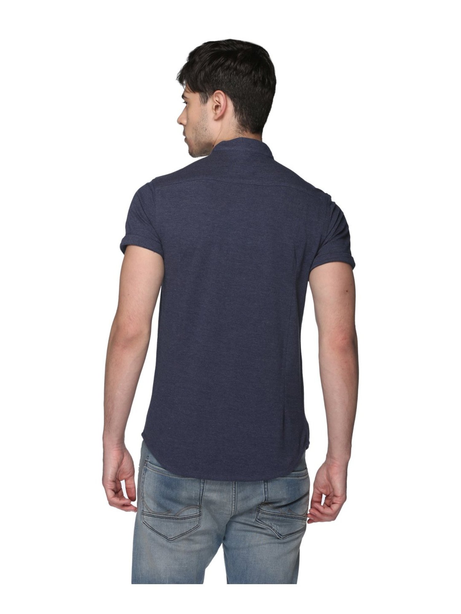 Club York Blue Cotton Regular Fit Shirt