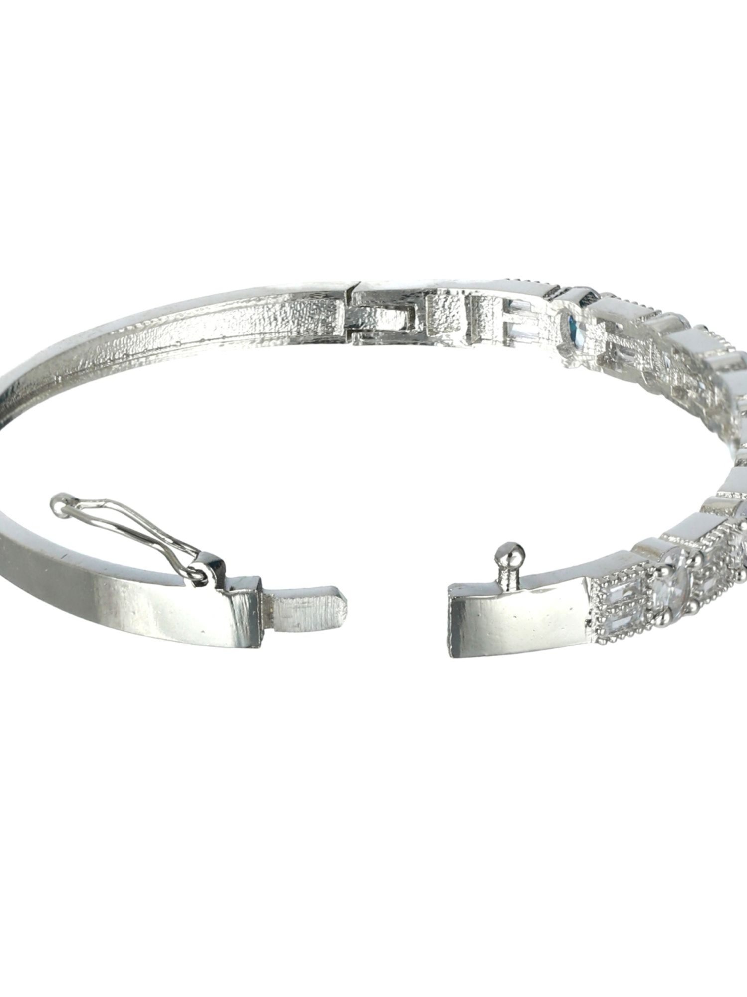 Aatmana Silver-Plated & White American Diamond Handcrafted Bangle Style Bracelet